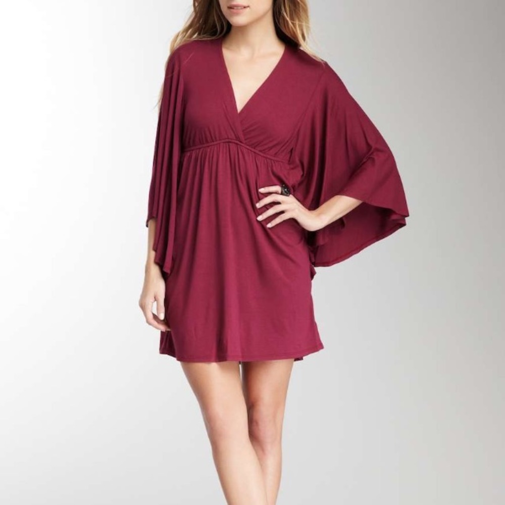 James & Joy Jillian Kimono Mini Dress, Burgundy